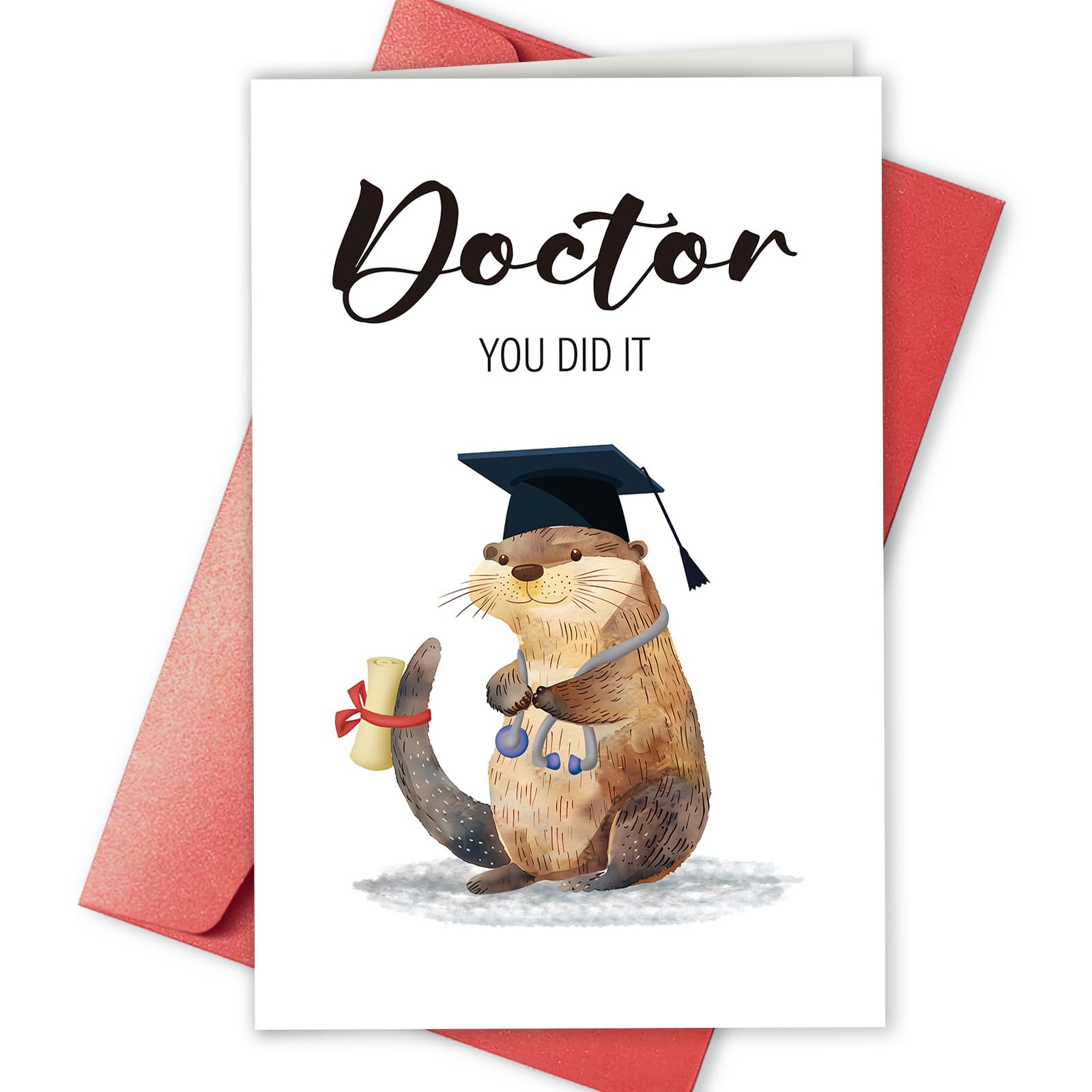 Bablira Otter Graduation Card for Doctor, Doctor Passed Gift, Graduation Card Gift Idea for Medical Graduate, You Did It!