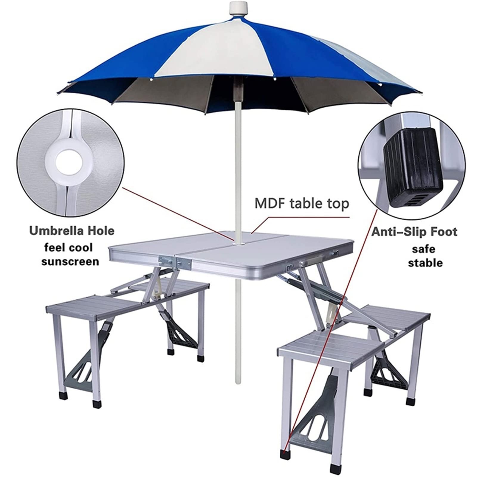 Portable Foldable Folding Set With Umbrella Hole Portable Aluminum - Main Image