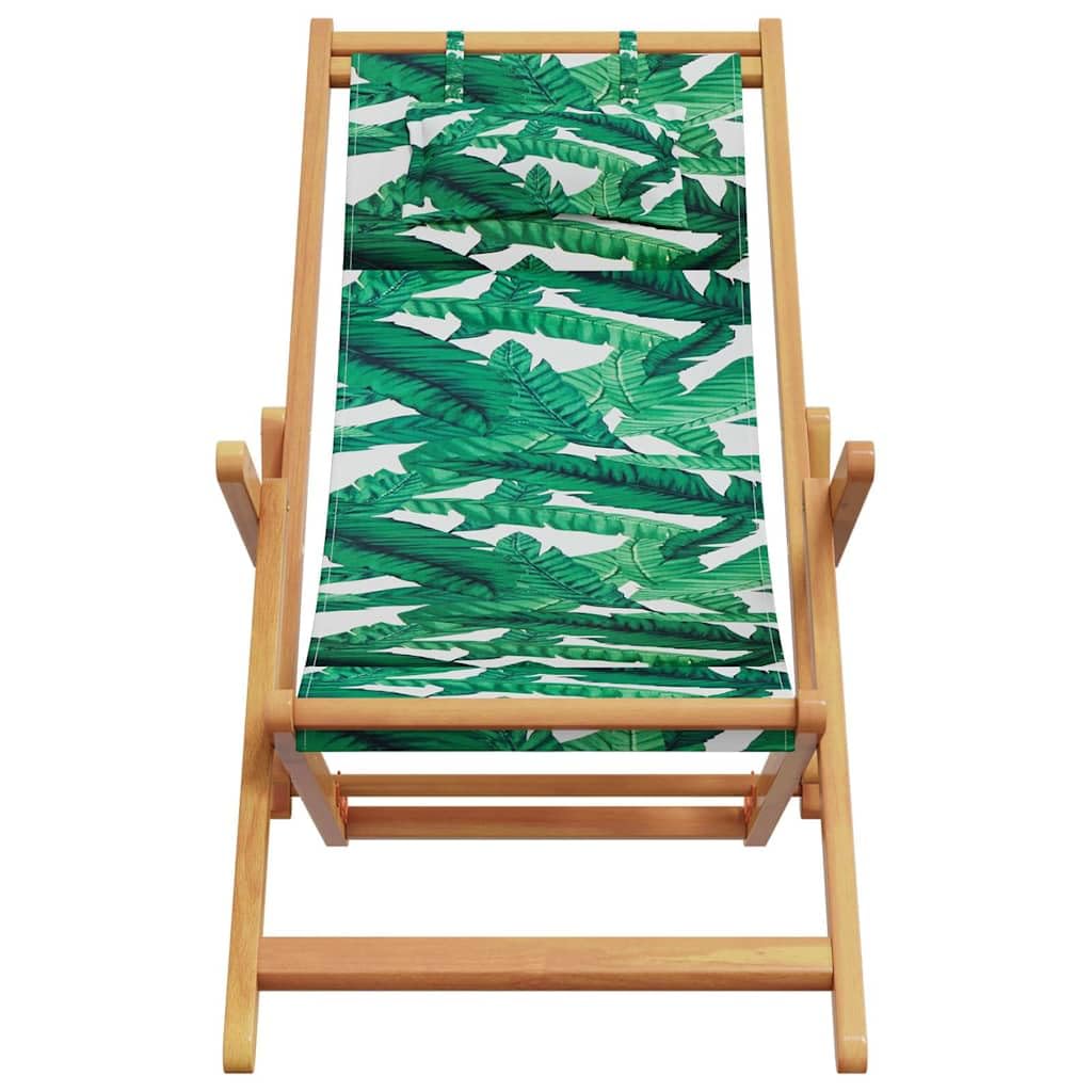 Silla de playa plegable de madera con marco de eucalipto macizo y tela transpirable, ajustable en 3 posiciones, cojín y reposabrazos, resistente hasta 110 kg.