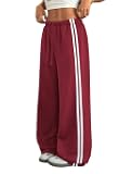 ZAFUL Women's Casual Sweatpants Drawstring Color Block Side Striped Straight Leg Athletic Track Pants with Pockets