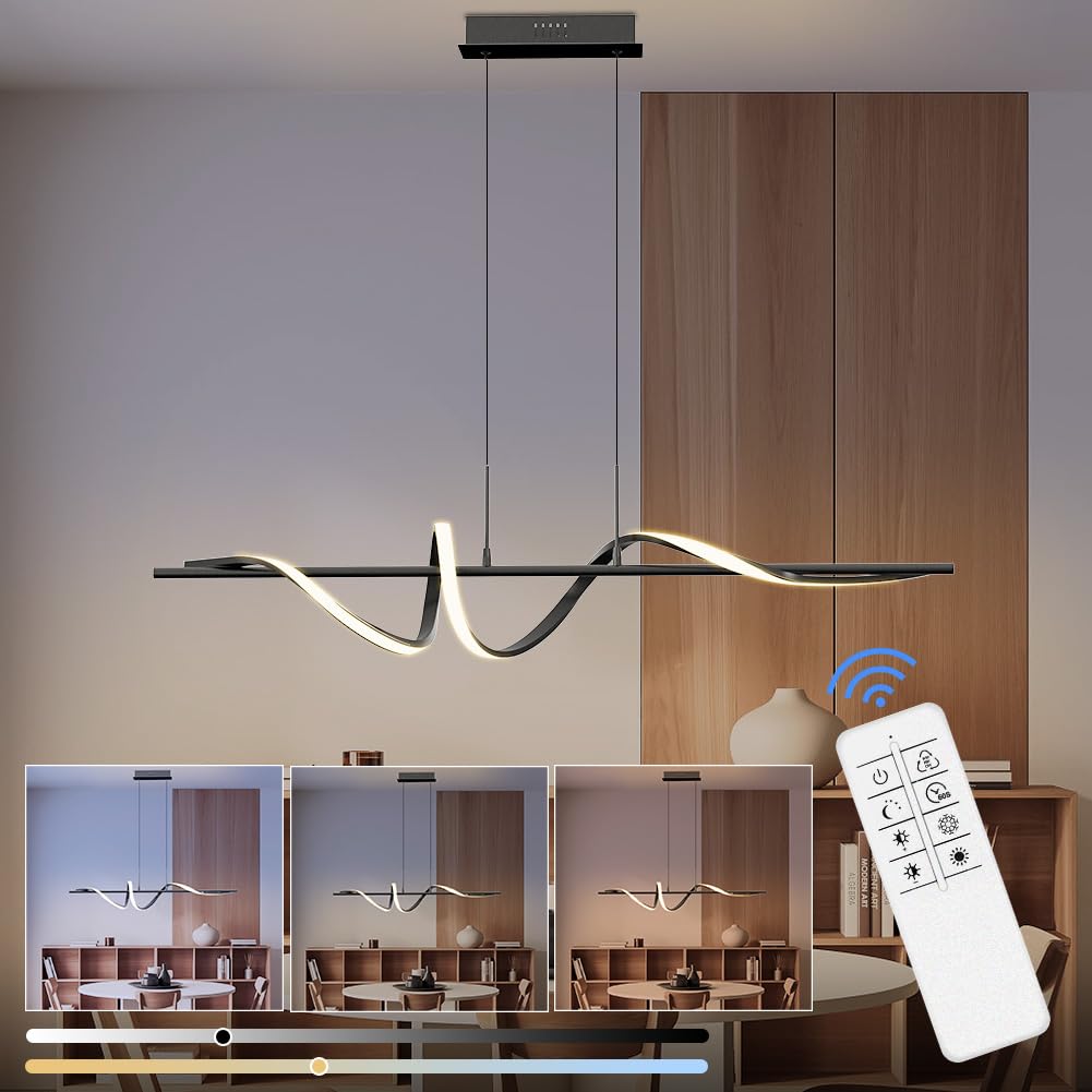Epicflare LED lámpara de techo regulable 40W 1800LM salón lámpara colgante con mando a distancia salón lámpara de araña de gran altura ajustable para comedor oficina cocina dormitorio pasillo