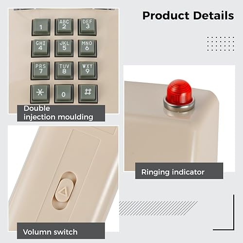 Miniatura 4 de Traditional Wall Phone Retro Antique Vintage Wall-Mounted Telephone with Household Volume Control for Bathrooms