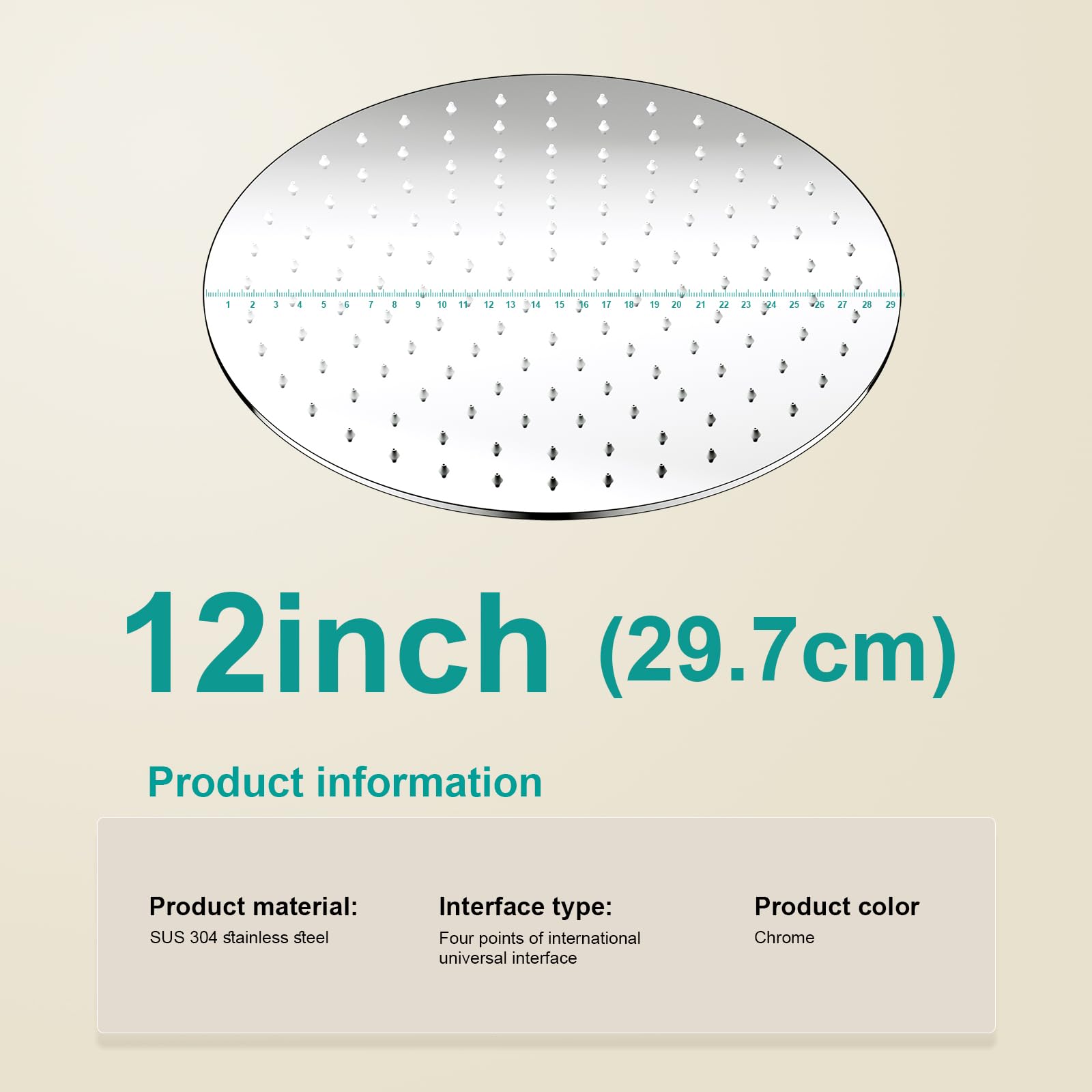 AULLEND - Cabezal de ducha de lluvia de 12 pulgadas, redondo de acero inoxidable grueso, cabezal de ducha cuadrado de alta presión, diseño ultrafino, conector giratorio con bola giratoria de latón