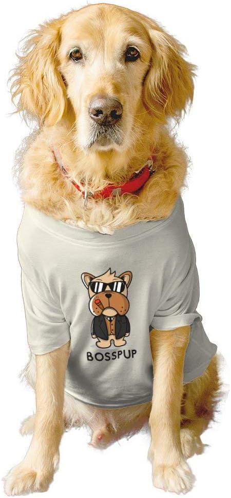 RuseRuse Basic Summer Dog T-Shirt BOSSPUP Printed Pets Crew Neck Half Sleeves Shirt/Apparel/Clothes/Tees Gift for Dogs(White) X-Large (Saint Bernard, Great Dane etc.)