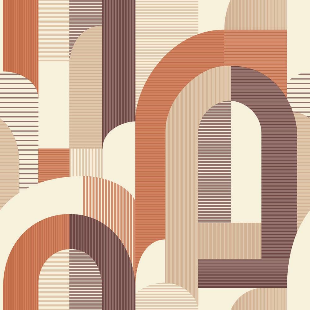 Yöl Cream,Orange,Purple Maison Geometric Wallpaper Retro Orange Purple Paste The Wall Vinyl