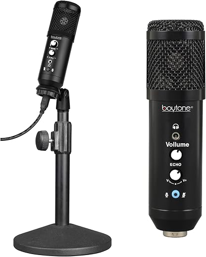 Boytone, Professional Cardioid Studio Recording Mic 25mm Diaphragm USB Microphone Streaming Vocal Recording, Podcasting Co...