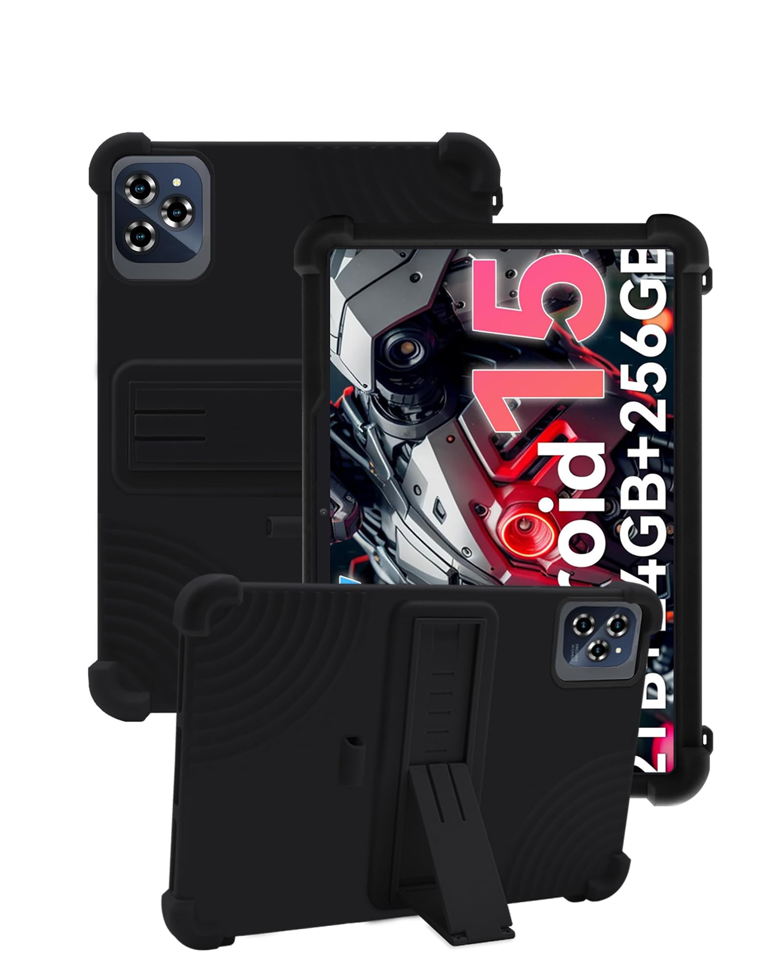 Custodia In Silicone Antiurto Per Tablet Tabwee W90 / T90 - Cover Morbida Con Supporto Regolabile - Protezione Completa - Nero - 5