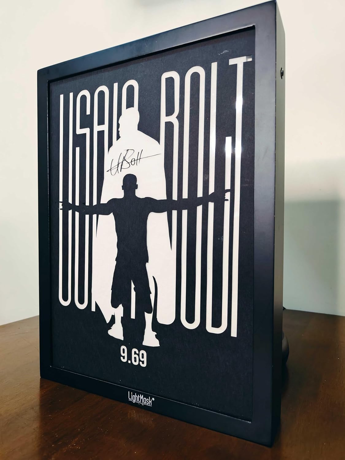 Usain Bolt Shadow Box Frame – LED Photo Frame | 11.6x15.6 Inch Illuminated Light Up Artwork | Iconic Pose with LED Glow | LED Night Light Painting, Light Art Decor, Lamp, Decoration LED Wall Art 1