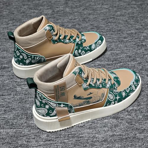 Image of Men's Fashion High Top Chinese Style Skate Sneakers Stylish Comfortable Skateboarding Road Running Walking Shoes