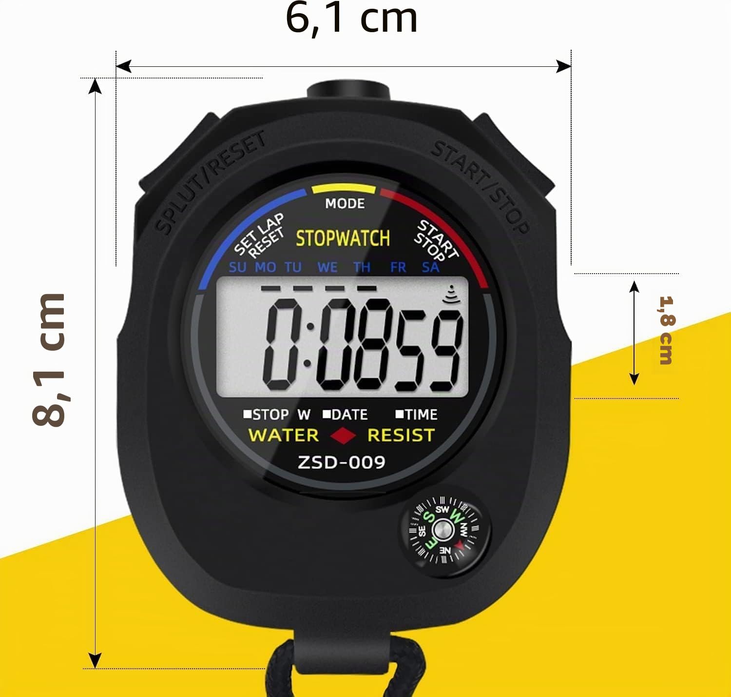 Chronomètre numérique Multifonction pour Le Sport, Grand écran avec Date, Heure et Fonction Alarme, Convient pour Les entraîneurs Sportifs, Les entraîneurs de Fitness et Les arbitres (Lot de 12)