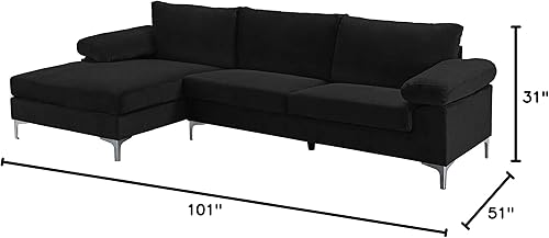 Miniatura 240 de Sofá modular moderno en forma de L, con diván extra ancho y patas doradas Gris,Negro -,Verde,Naranja,Gris oscuro,marino,Púrpura