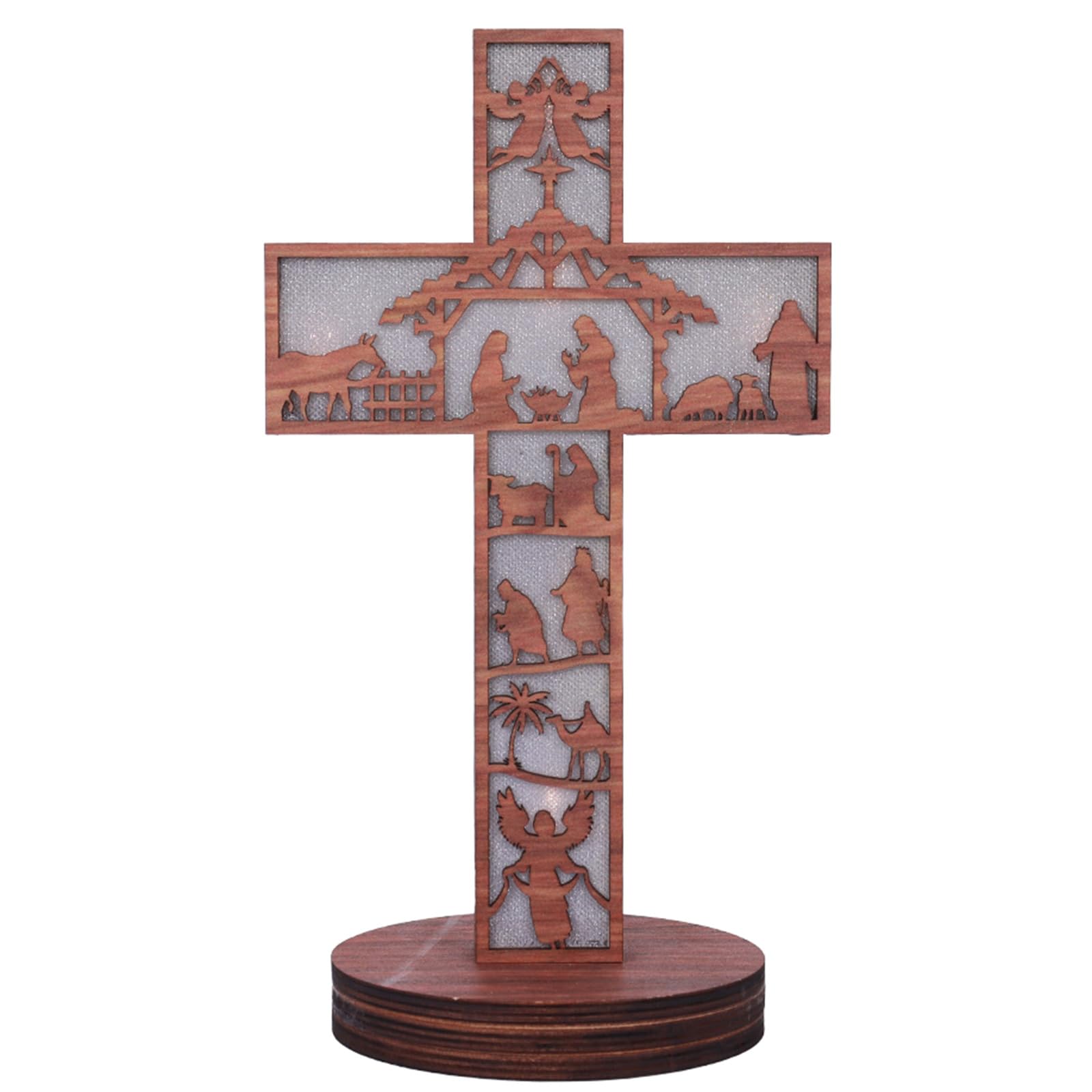 Buxuaaaa Wood Crosses Christ Ornaments Crucifix Religious Charm Standing Pendant Making Wood Cross