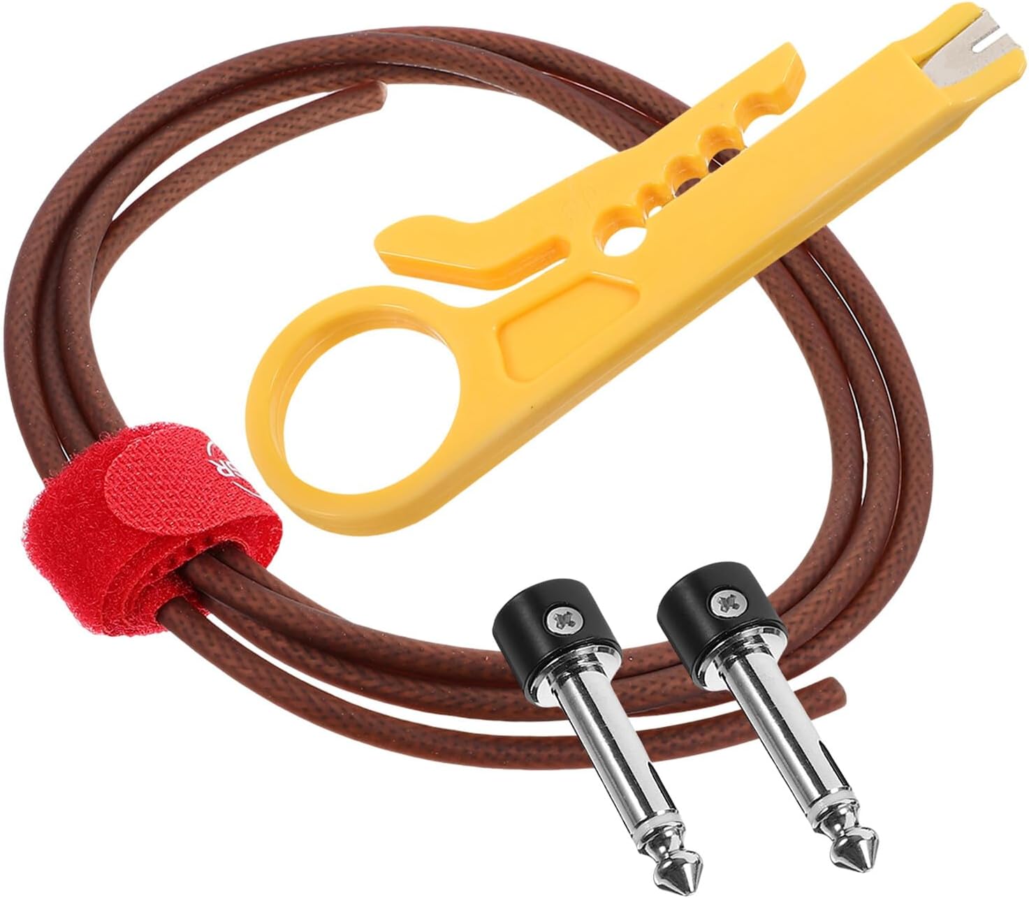 ibasenice Guitar Effect Connector Patch Cable Set with Noise Reduction Metal Wire, 2-Plug Compact Link Cable for Electric Guitar and Bass Pedals, Includes Clip for Stage Use