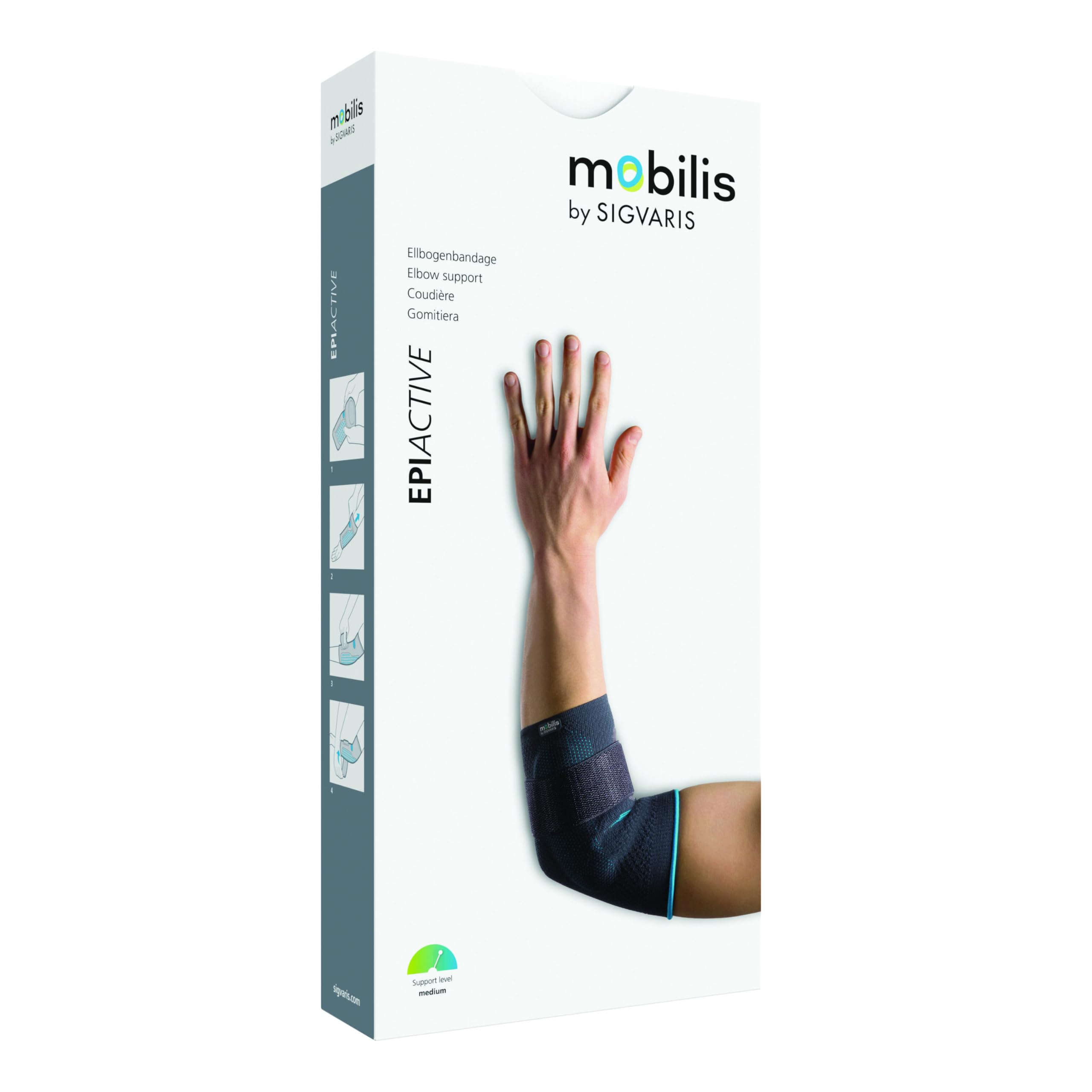 MOBILIS EpiActive Codera | Tamaño: XS | Alivia los tendones, estabiliza el codo, para codo de tenista o artrosis, transpirable, compresión ajustable, se puede llevar por ambos lados