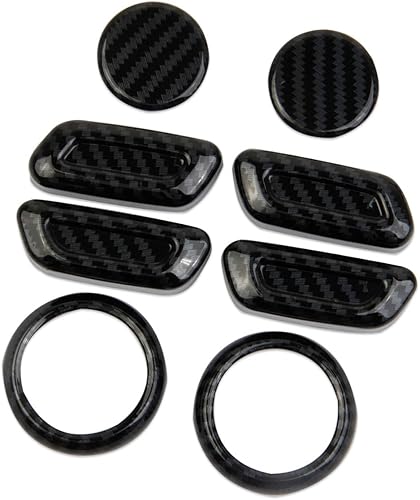 Miniatura 3 de Ajuste de la cubierta del botón del ajuste del asiento del estilo de la fibra de carbono para Rivian R1T R1S