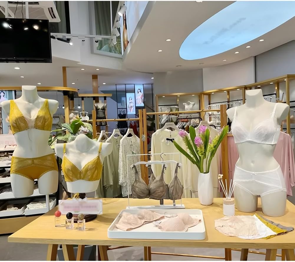 Half Body Female Dress Form Torso, Demountable Half Scale Display, Body Model Stand, Lingerie Clothing Display Rack, for Retail Store/Photography/Shop Window(F) (White F)