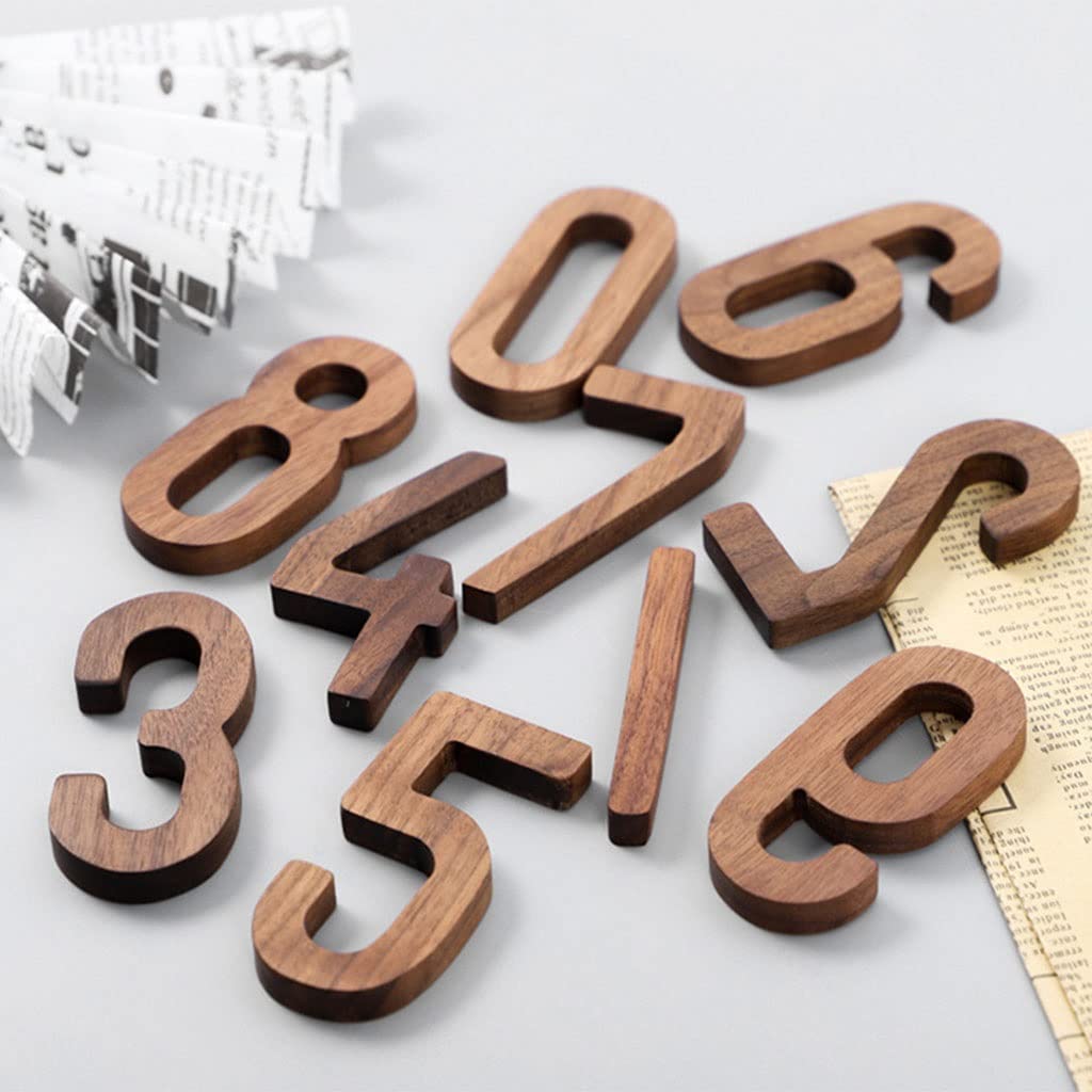 Números digitales for puerta con letras del alfabeto, 1 unidad, decoración numérica de nogal negro 8 cm, número nórdico madera maciza, pared personalizada(1)