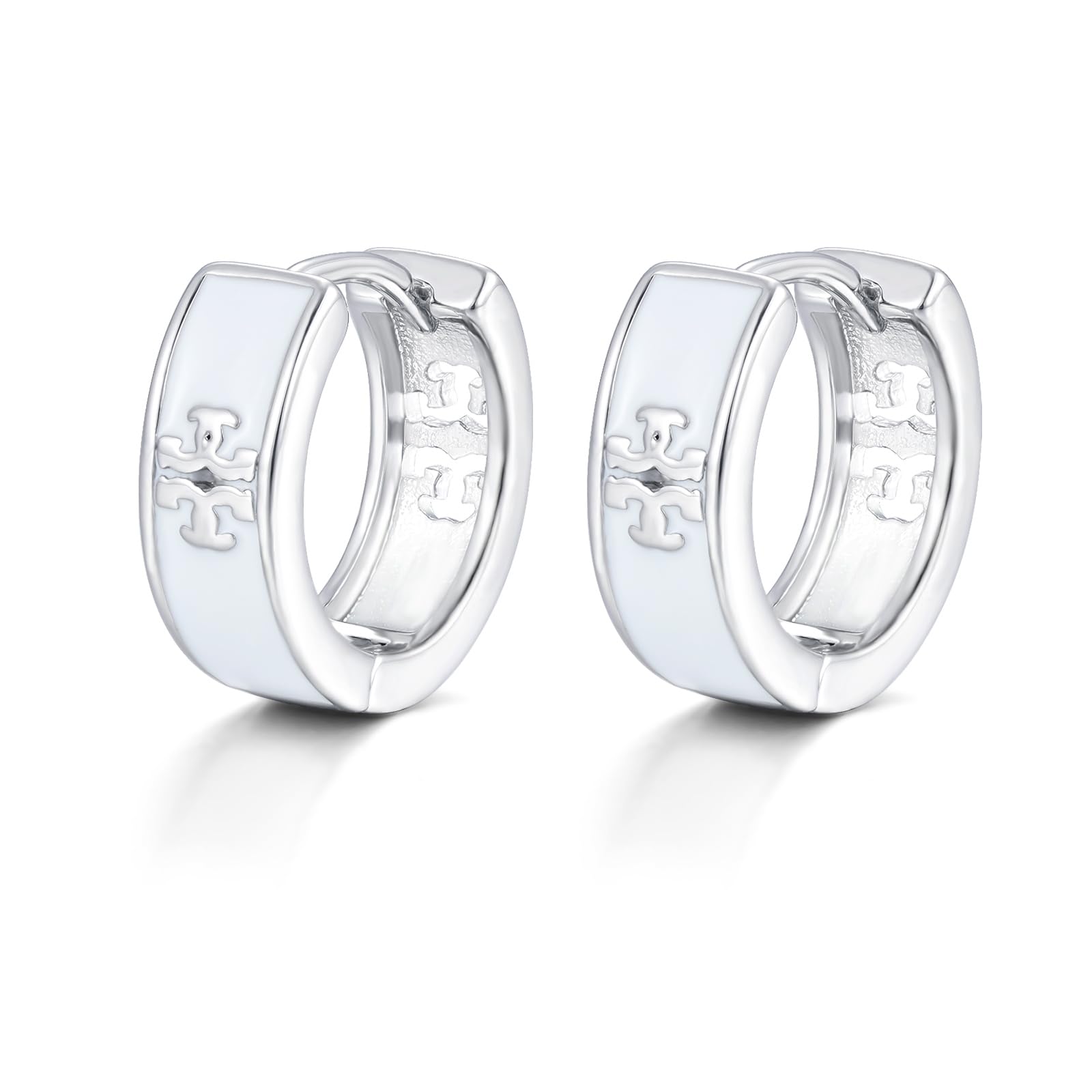 Estrellique Ohrringe Herren Creolen aus 925 Sterling Silber, Unisex Kreuz Creolen für Damen Männer, 16mm Silber Breit Herren Ohrringe, Leichte Minimalistische Ohrclips, Elegante Ohrschmuck Geschenke