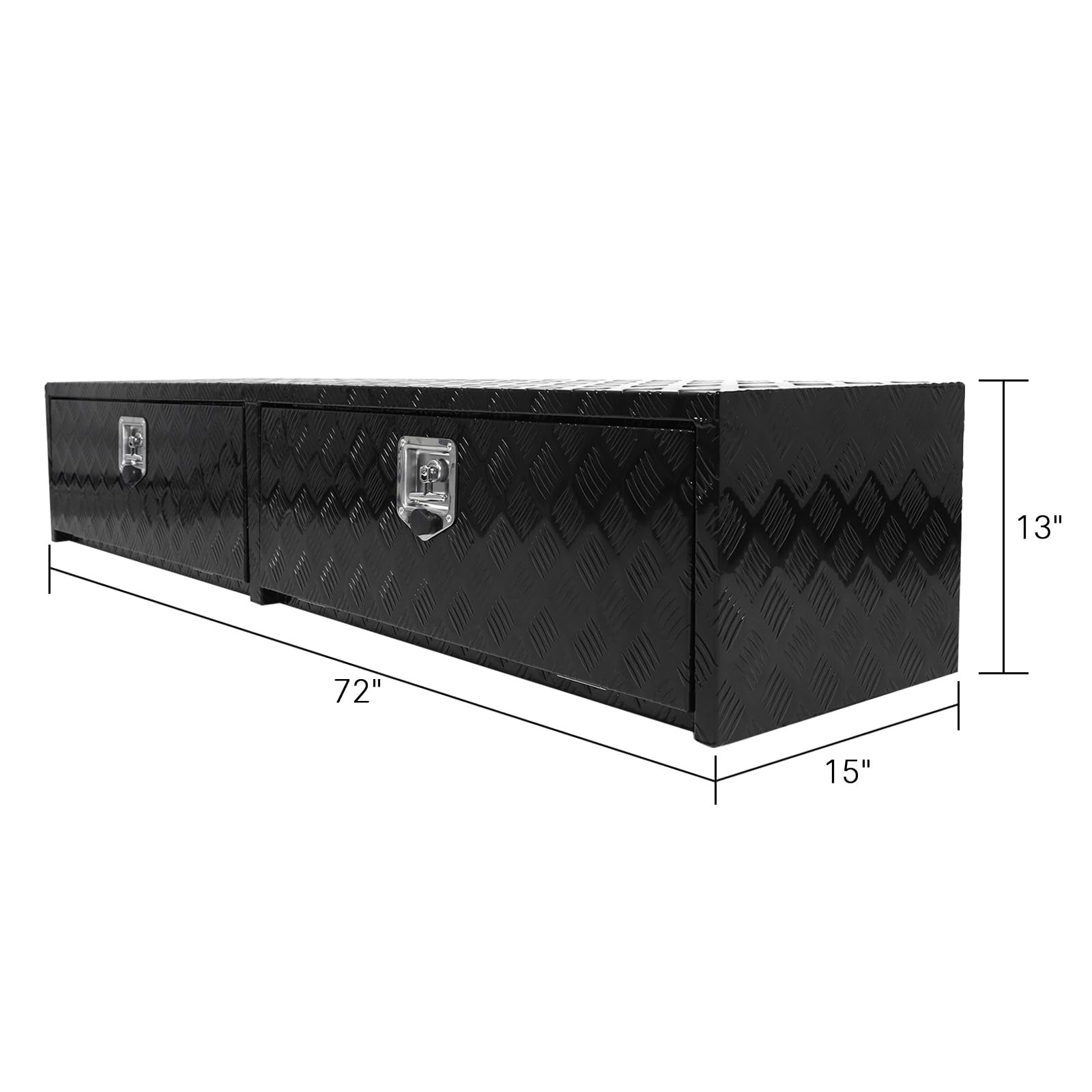 Aluminum Truck Tool Box, 72 x 15 x 13 Inch Pickup Tool Box with Dual Drop Doors, Vehicle Tool Storage and Organization (Black)