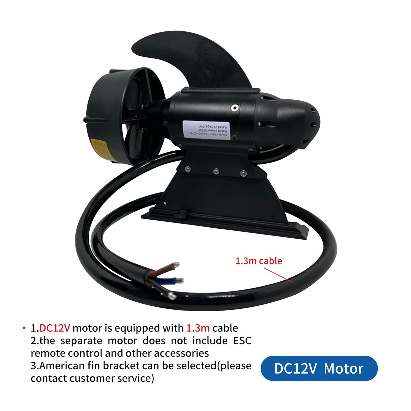Deska do pływania na stojąco Elektryczny statecznik z akumulatorem DC24V 12V, bezszczotkowy silnik do deski SUP, podwodny ster strumieniowy kajaka surfingowego(12VmotorAndcable1.3M)