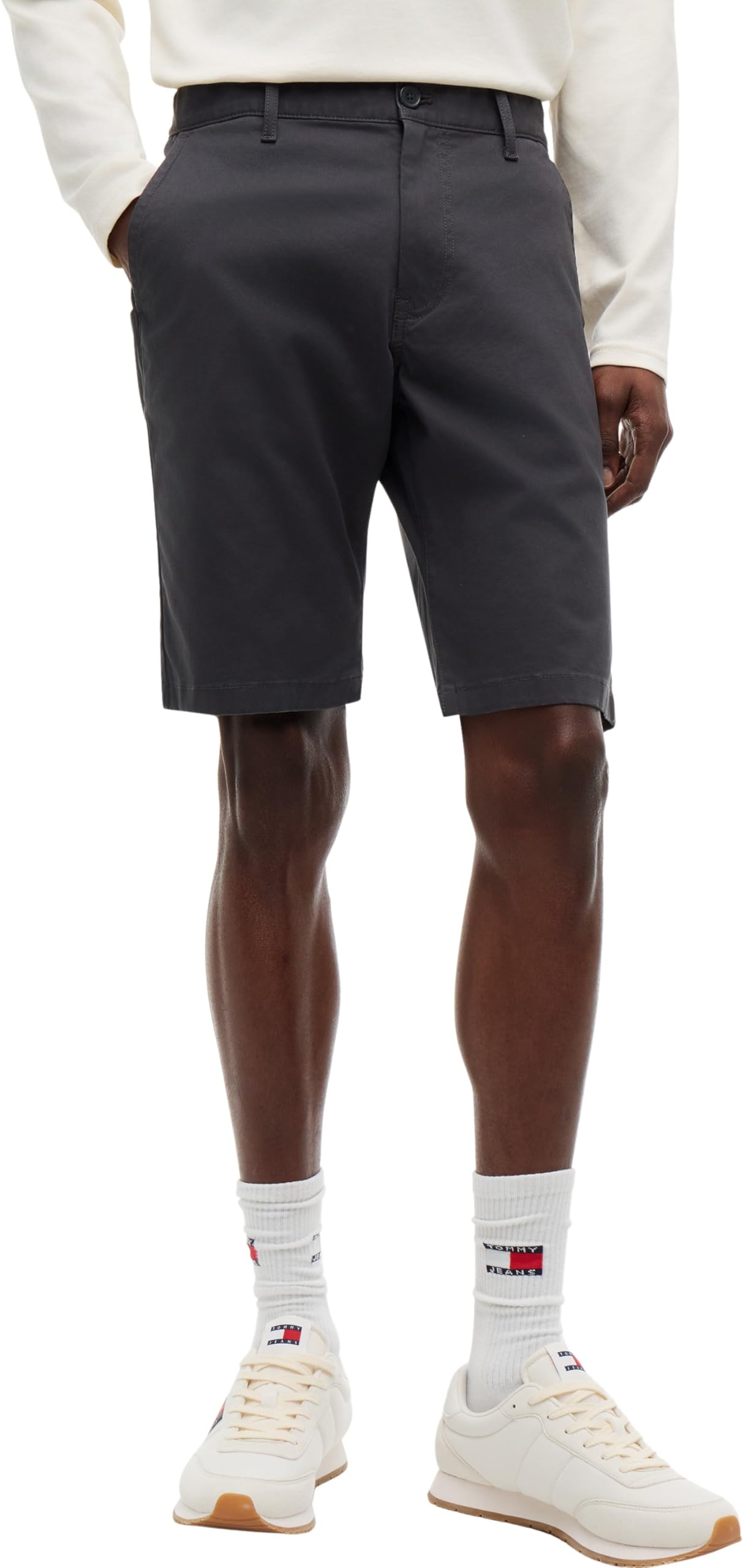 Tommy Jeans Men's Chino Shorts Scanton Slim Fit, Grey (Washed Black), 32W