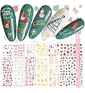 Christmas Nail Stickers 12 Sheets, Xmas 3D Nail Art Stickers Decals, Self-Adhesive DIY Nail Stick...