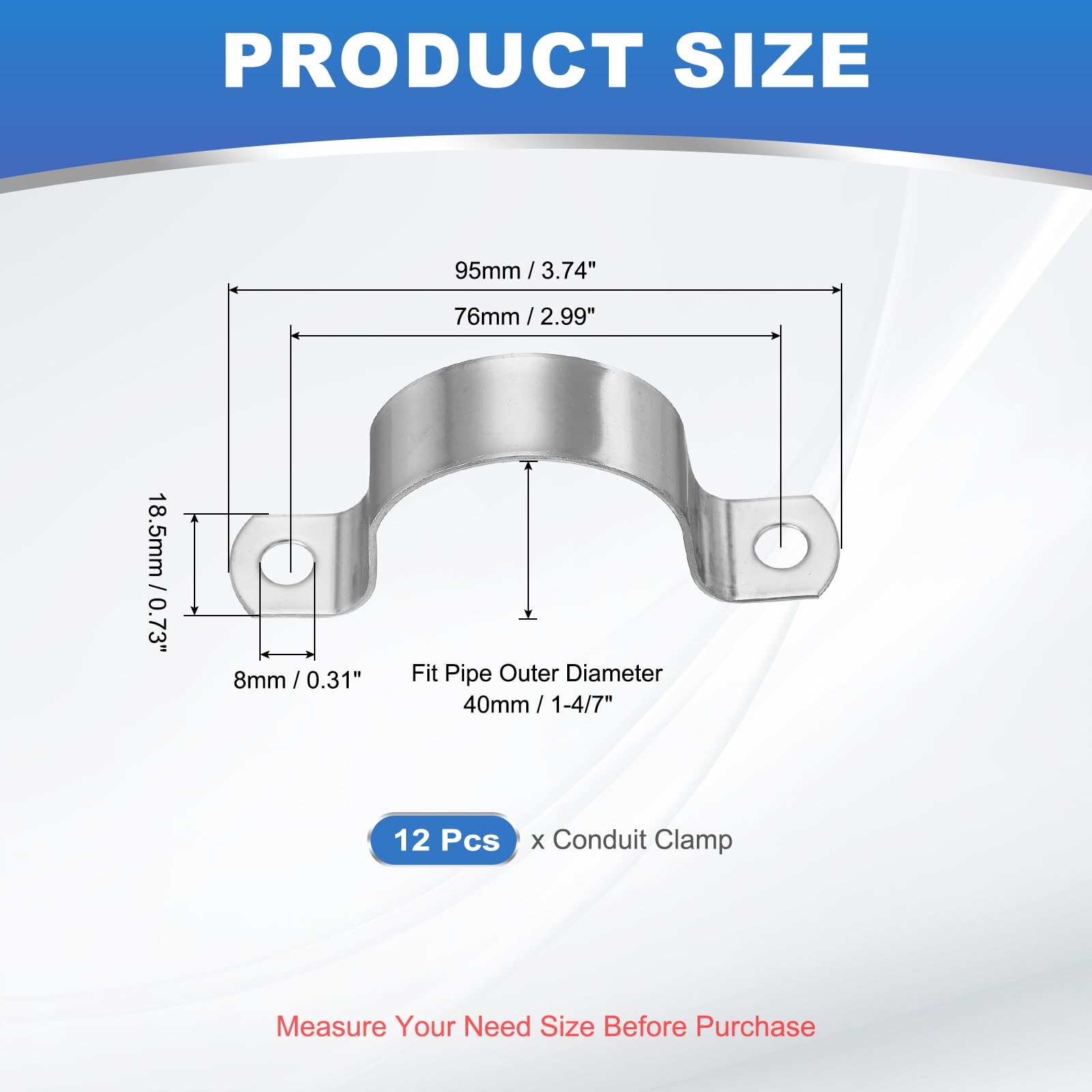 PATIKIL 40mm Rigid Pipe Strap - Image 2