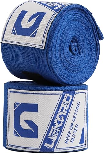 Miniatura 7 de LEKÄRO Envolturas de mano de boxeo de algodón elástico para entrenamiento Muay Thai MMA para hombres y mujeres, 160 pulgadas