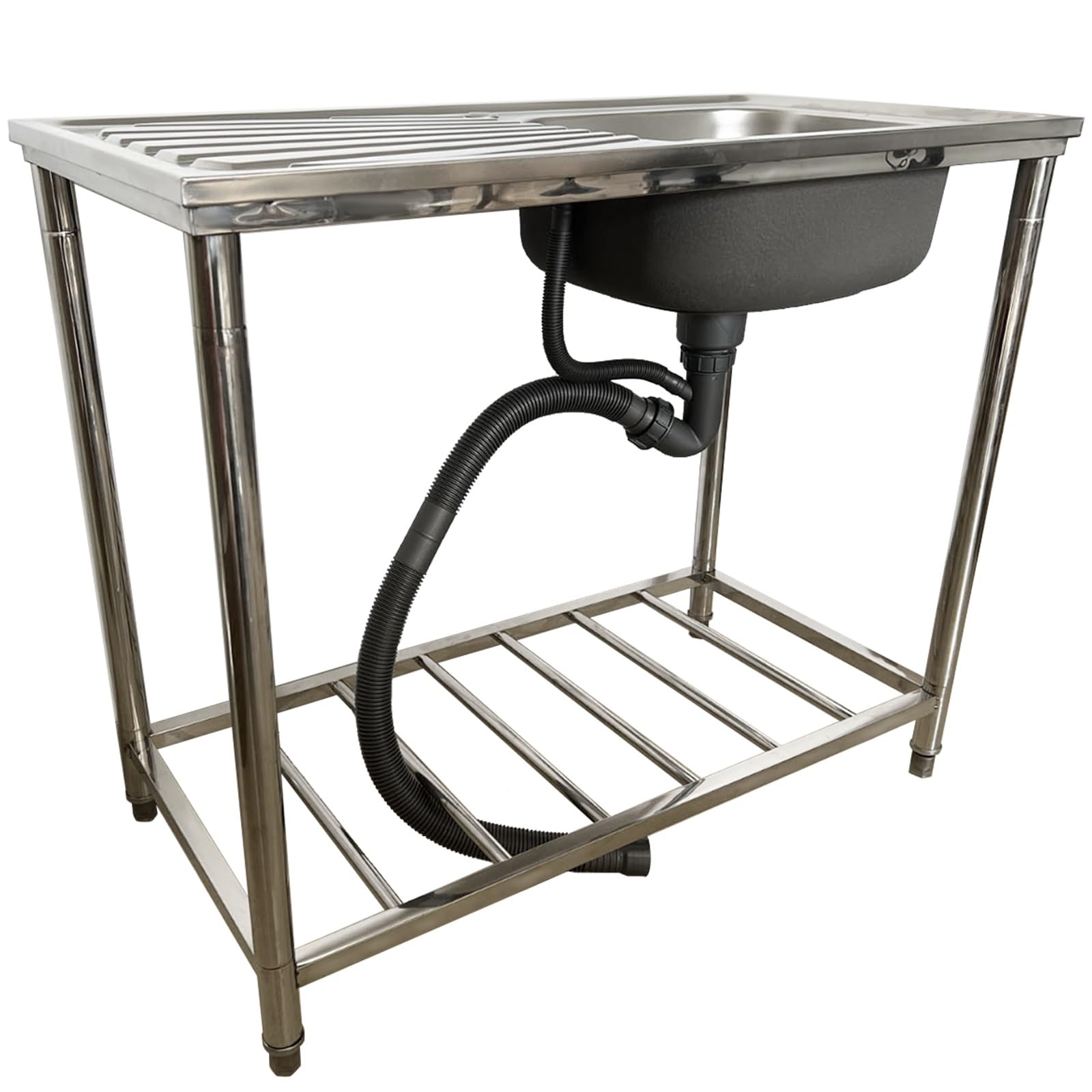 ZQFHSX Free Standing Kitchen Sink 1 Compartment with Tap Worktop Utility Catering Unit for Bar Restaurant