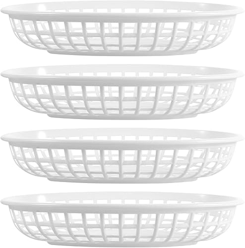 Miniatura 2 de Kichvoe Cesta de comida rápida 4 unids cesta de plástico para frituras cesta de pan cestas de pan bandeja ovalada para servir suministros de