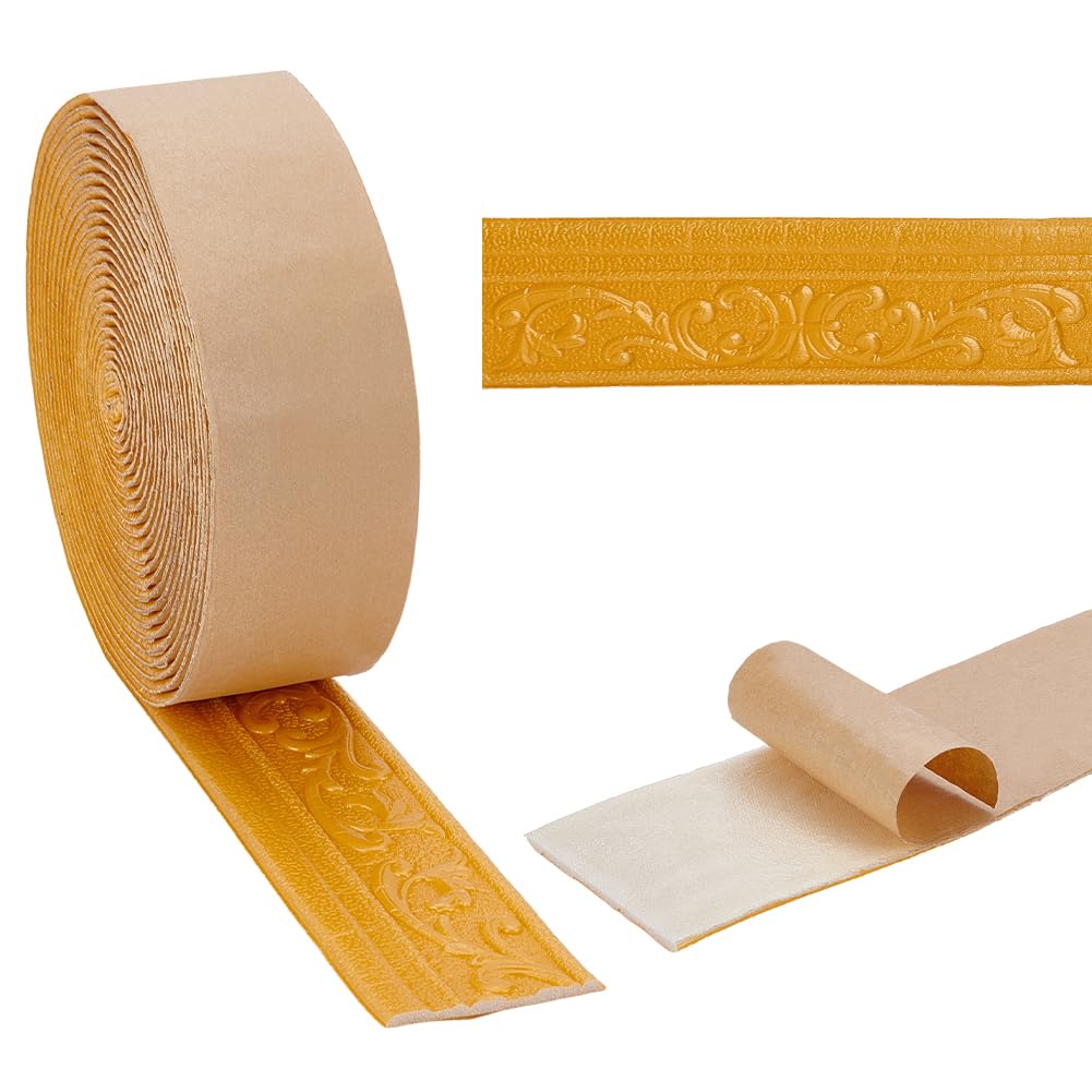 nbeads 10M Bordure en Mousse Autocollante, 7.8cm de Large Bordure de Papier Peint Décorative Plinthe Murale en Mousse pour Hôtel et Maison Décoration à Faire Soi Même, Or