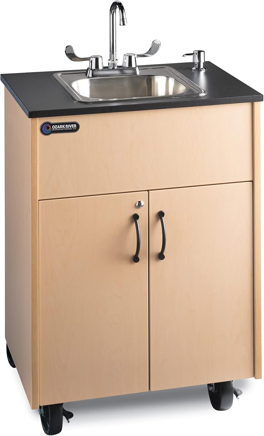 Ozark River Portable Sinks Premier 1, Maple Laminate-Laminate Countertop-Stainless Basin, Self Contained Sink, Hand Washing Station, Portable Sink with Hot Water, Portable Sink Hand Wash Station