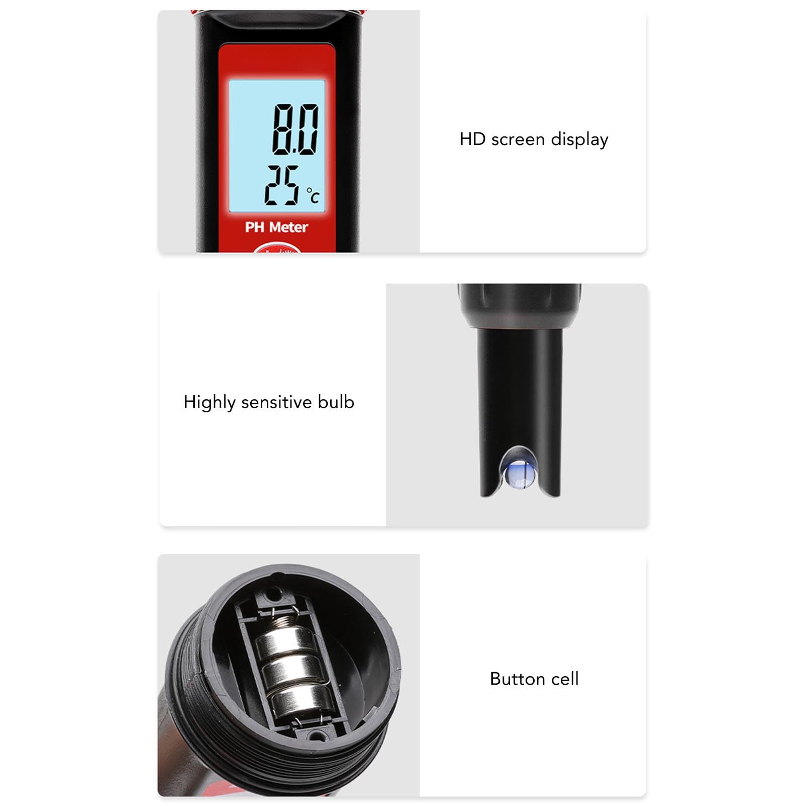 Ph Tester Pen Alta Sonda de Alta Precisión Impermeable Medidor de Calidad de Agua Portátil de Agua Portátil para Tierra para Tierra