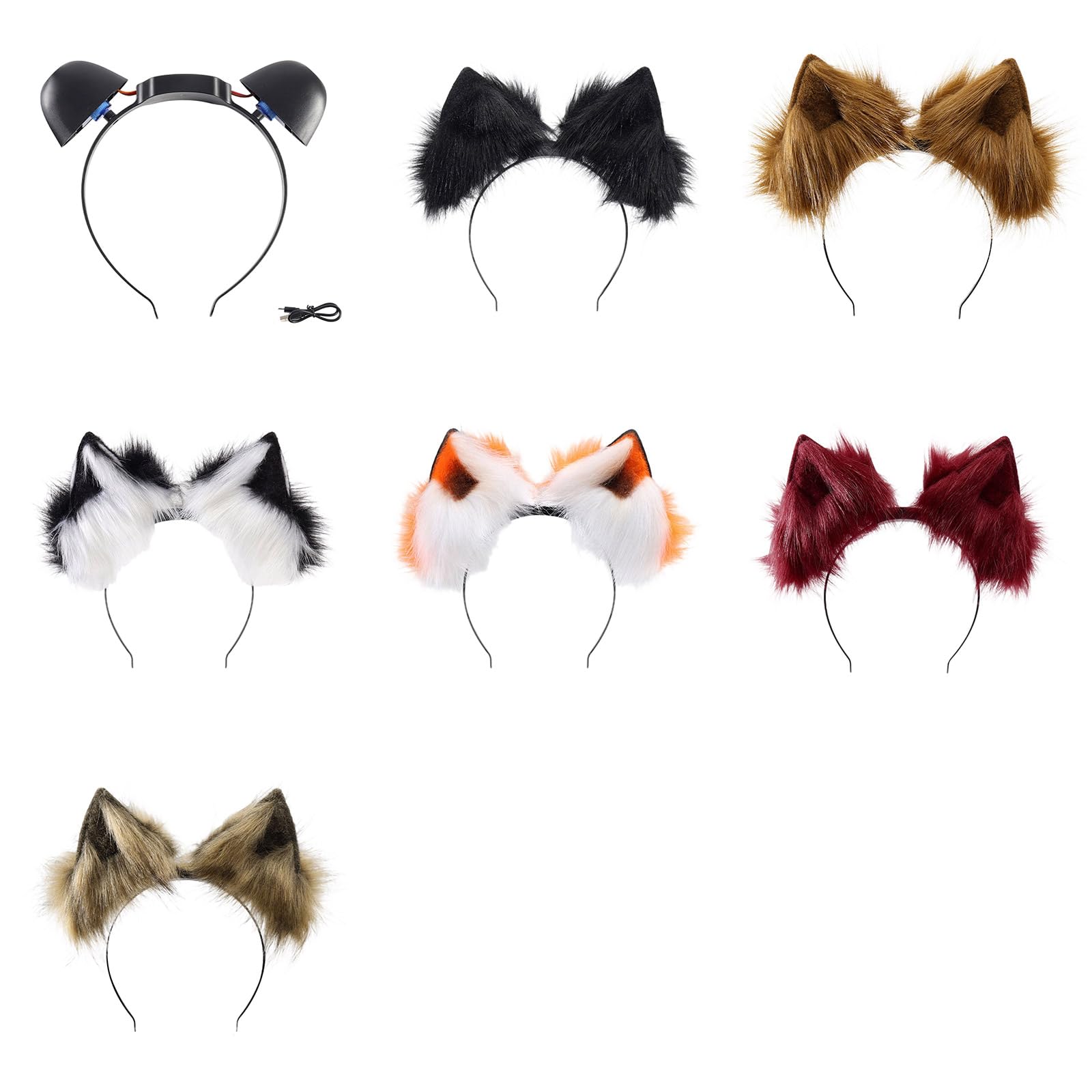 Diadema segura con orejas bajas de animales para niños, disfraz de juego de rol, fiesta de cumpleaños, orejas de peluche con motor