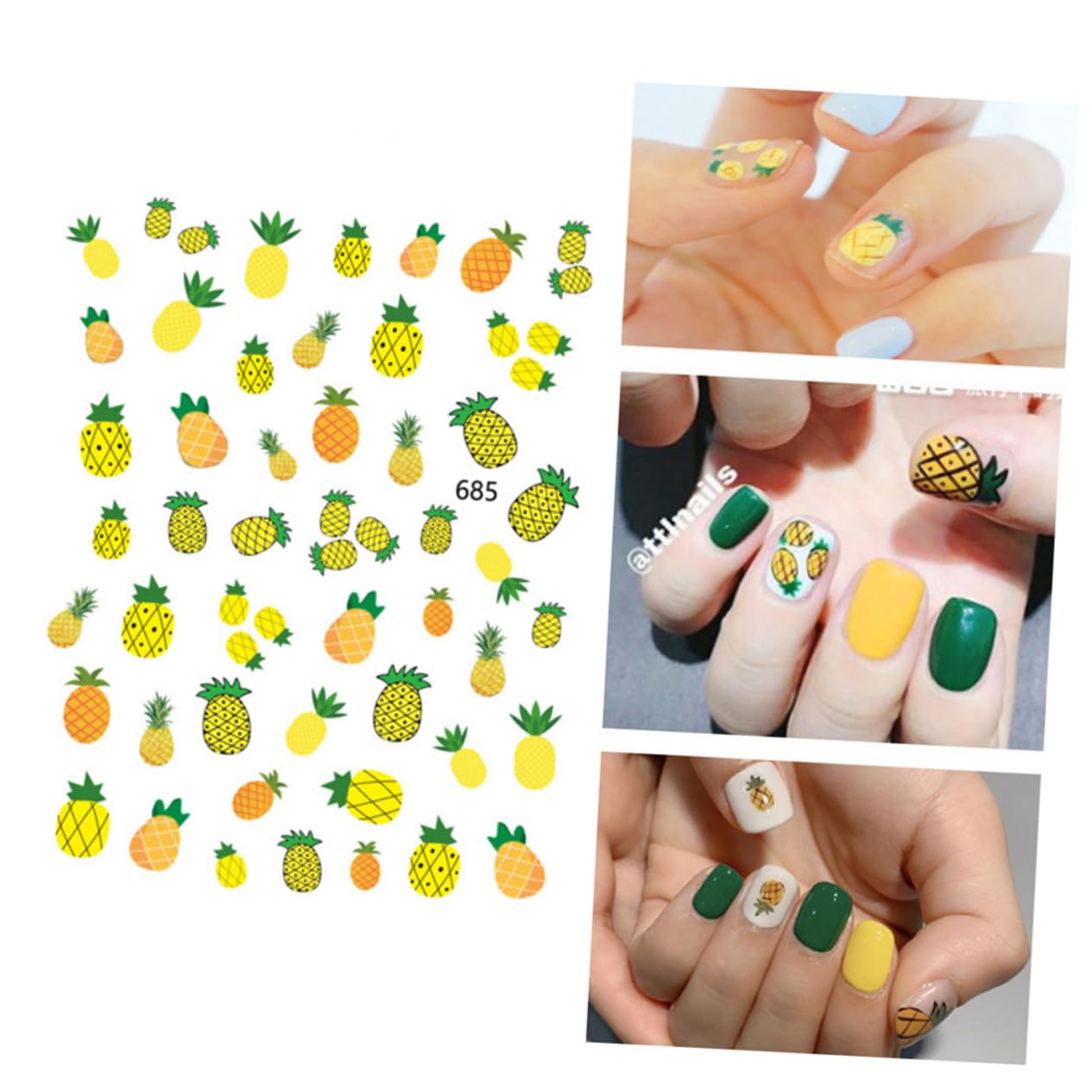 3 Set Adesivi Unghie Tema Frutta Con Design Per Decorazioni Manicure Applicazione Facile E Creativa Per Donne E Ragazze Casual 12 Fogli*3