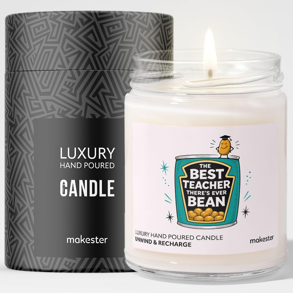 Birthday Gift for Teacher - Luxury Soy Wax Candle - Vanilla, Jasmine, Sugared Almond - Makester — image 1