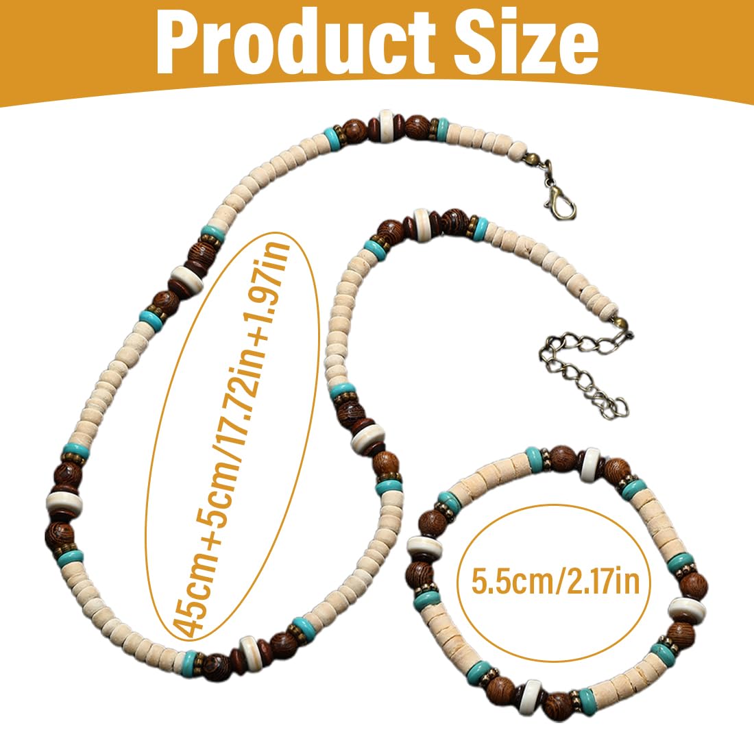 Oggettistica collane a girocollo Collana da surfista con perline di cocco Collana da surfista da uomo Bracciale con perline di legno Gioielli da spiaggia fatti a mano Impermeabili (set di 2)