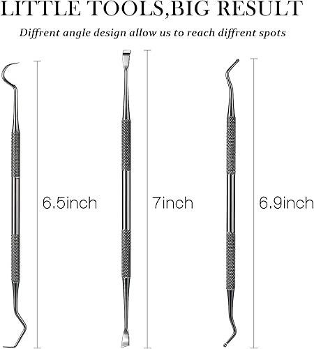Miniatura 6 de Hotop 3 piezas de raspador dental y raspador de dientes de acero inoxidable de doble cabeza herramienta de eliminación de tarter raspador de dientes