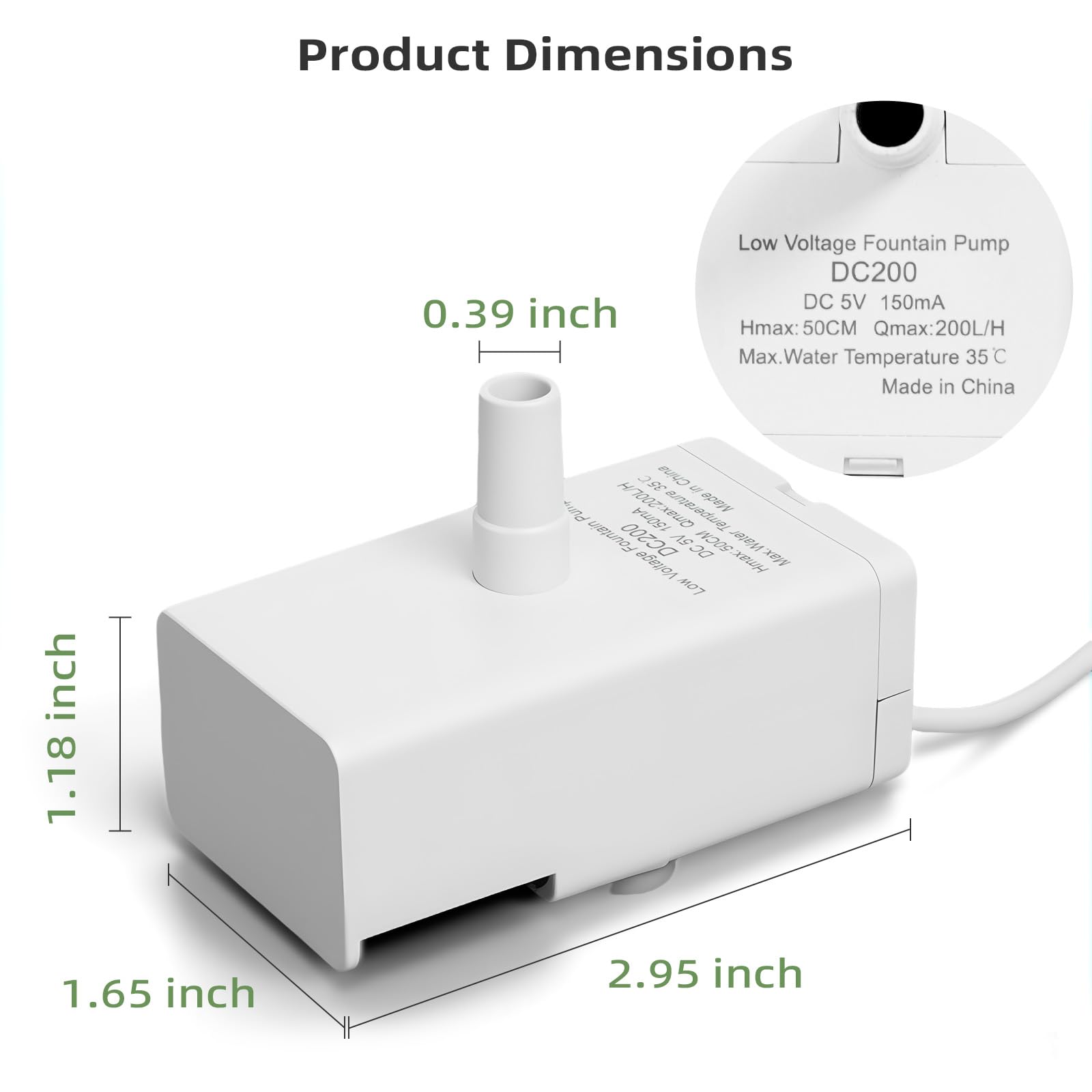 D443 Pompe de rechange pour fontaine à eau pour animaux de compagnie, compatible avec les fontaines pour chat/chien de 1,4 l et 2,7 l, ultra silencieuse, alimentée par USB, durable, facile à nettoyer