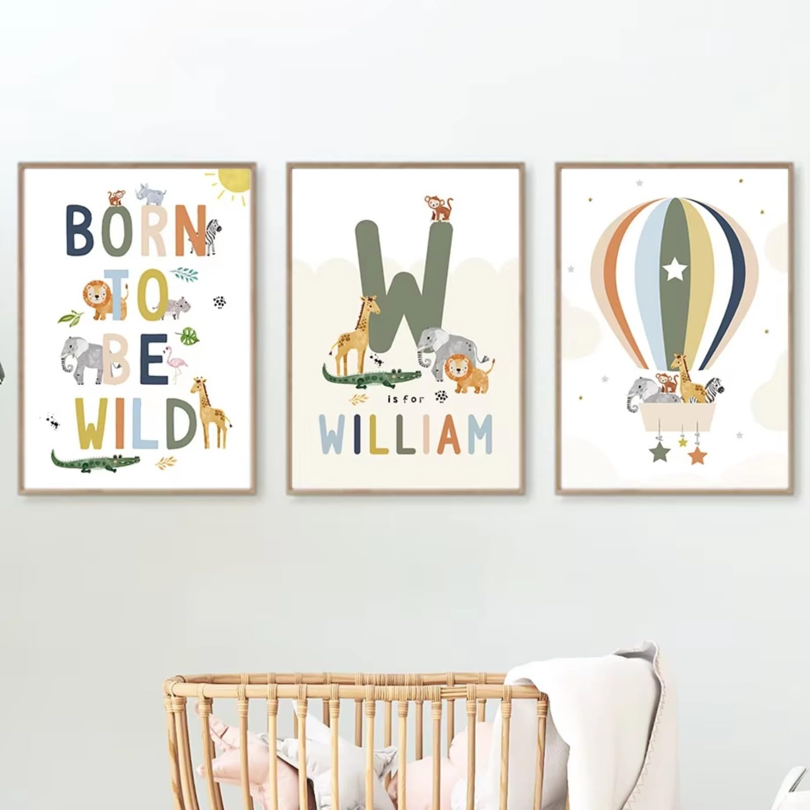 JORCEDI Set of 3 Animal Posters, Cute Cartoon Posters, Children’s Room Pictures with Sayings,Crocodile, Elephant, Giraffe, Animal Artwork,for Girls and Boys,Playroom,Unframed (30x40cm,Elephant)