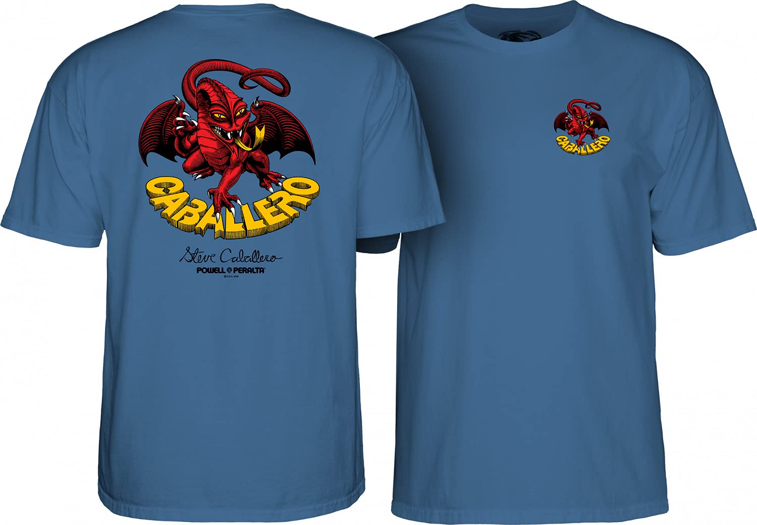 Powell Peralta Steve Caballero Dragon T-Shirt Slate Blue Large