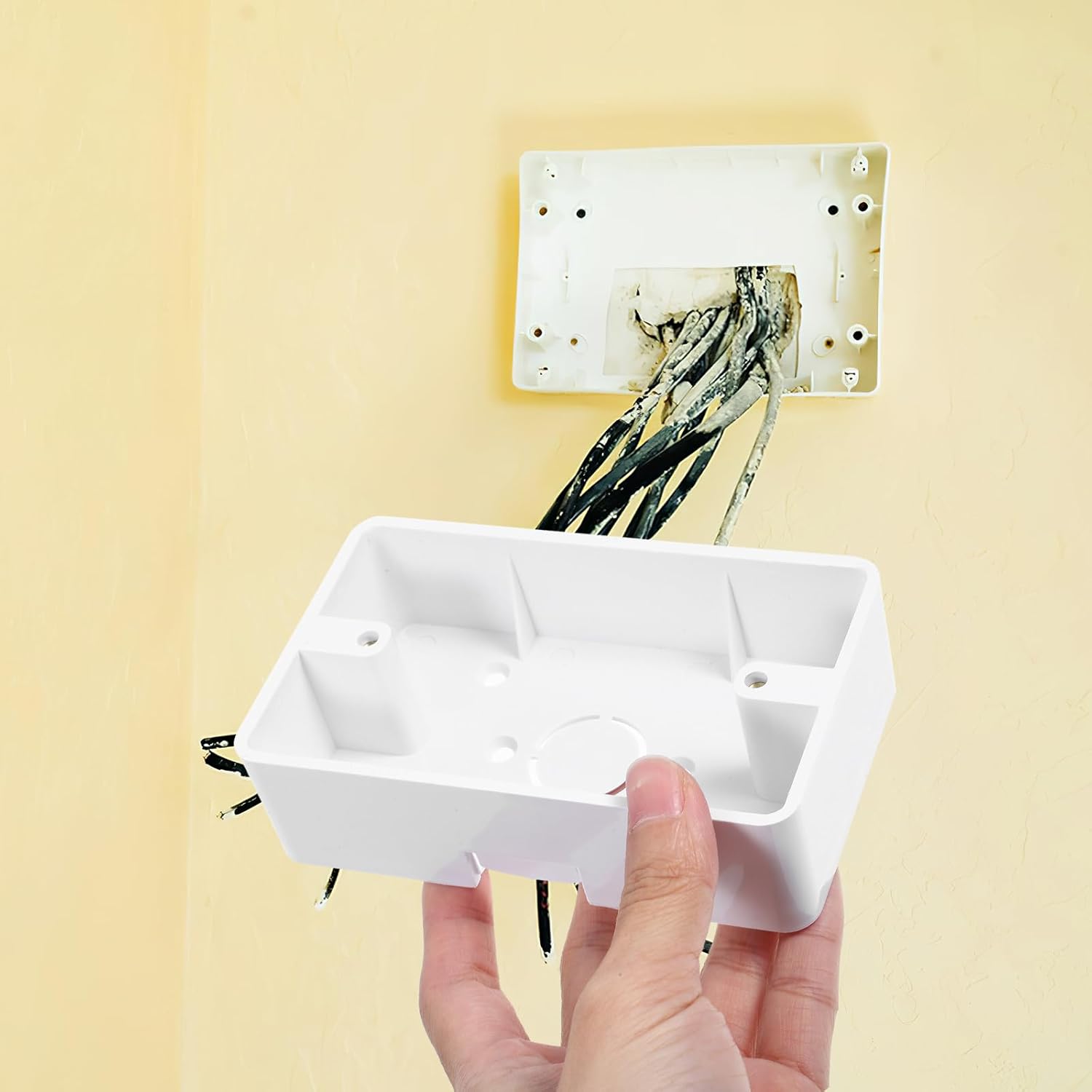 Hemobllo Surface Mount Outlet Box - 5 Pcs Electrical Outlet Box Single Gang Electrical Box Surface Mount Backbox Junction Box Plastic Electric Box for Home (White)