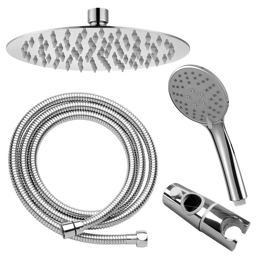 Columna de ducha monomando redonda modelo SIO tubo redondo extensible regulable en altura de 80 a 120 cm. Ducha de mano para hidromasaje y rociador redondos. Recambios garantizados