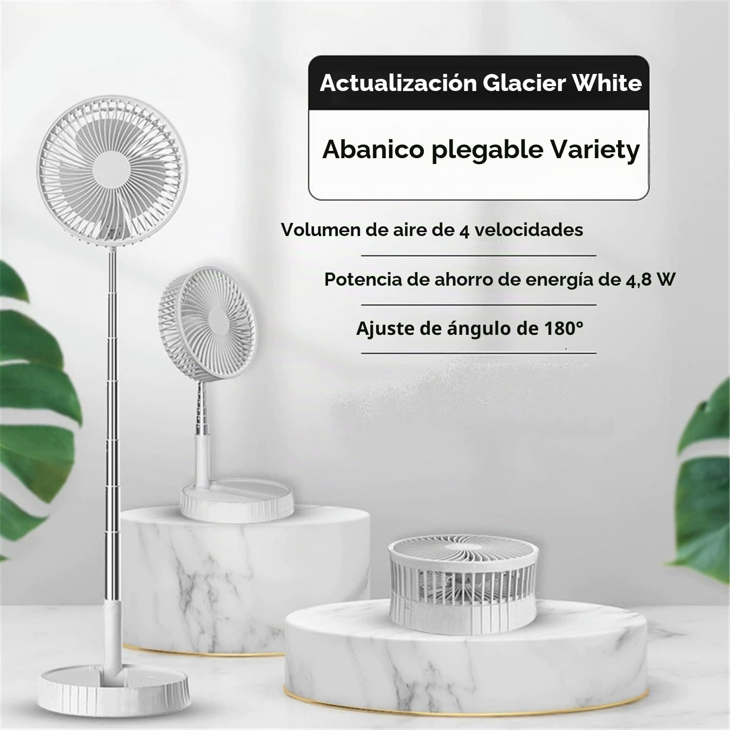 Ventilador oscilante portátil recargable, ventilador de pie con batería de 7200 mAh, ventilador de escritorio extensible y plegable de 34 pulgadas con cabezal ajustable de 180°, ventilador personal