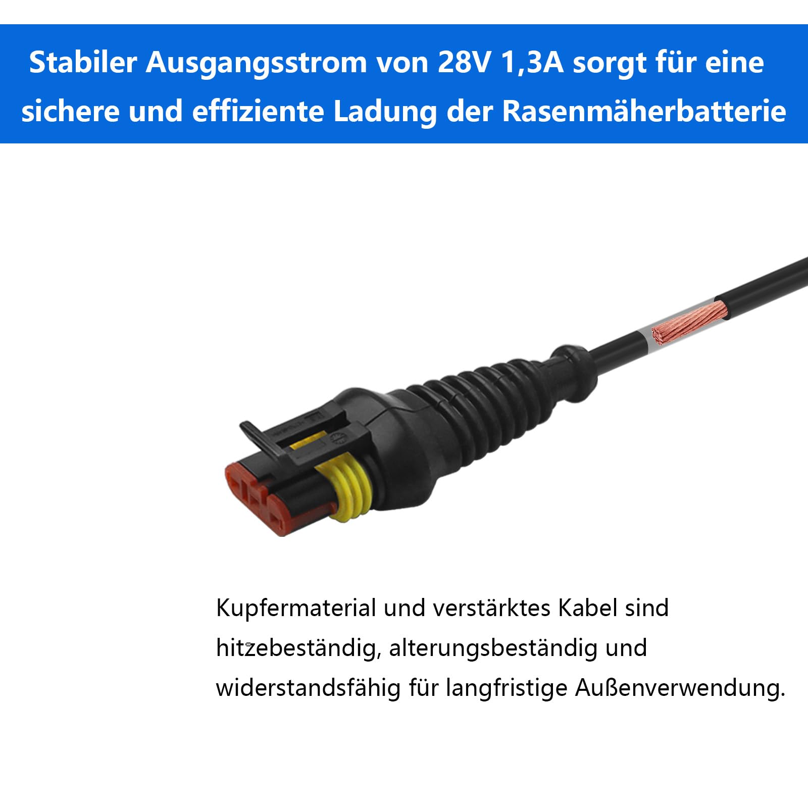 28V 1.3A Ladegerät Netzteil kompatibel mit Husqvarna Automower 115H,105, 305, 310, 315, 315X,Automatische Rasenmäher #590442204，5931636-01