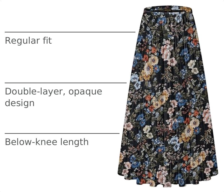 Image of NASHALYLY Women's Chiffon Elastic High Waist Pleated A-Line Maxi Skirts