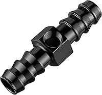 Vista 1 de EVIL ENERGY Adaptador de montaje de manómetro de combustible de 1/2 púa con puerto de medidor de sensor NPT de 1/8 "Aluminio Negro