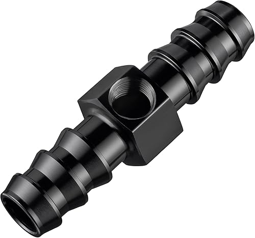 Miniatura 10 de EVIL ENERGY Adaptador de montaje de manómetro de combustible de 38 púas con puerto de medidor de sensor NPT de 18 de aluminio negro