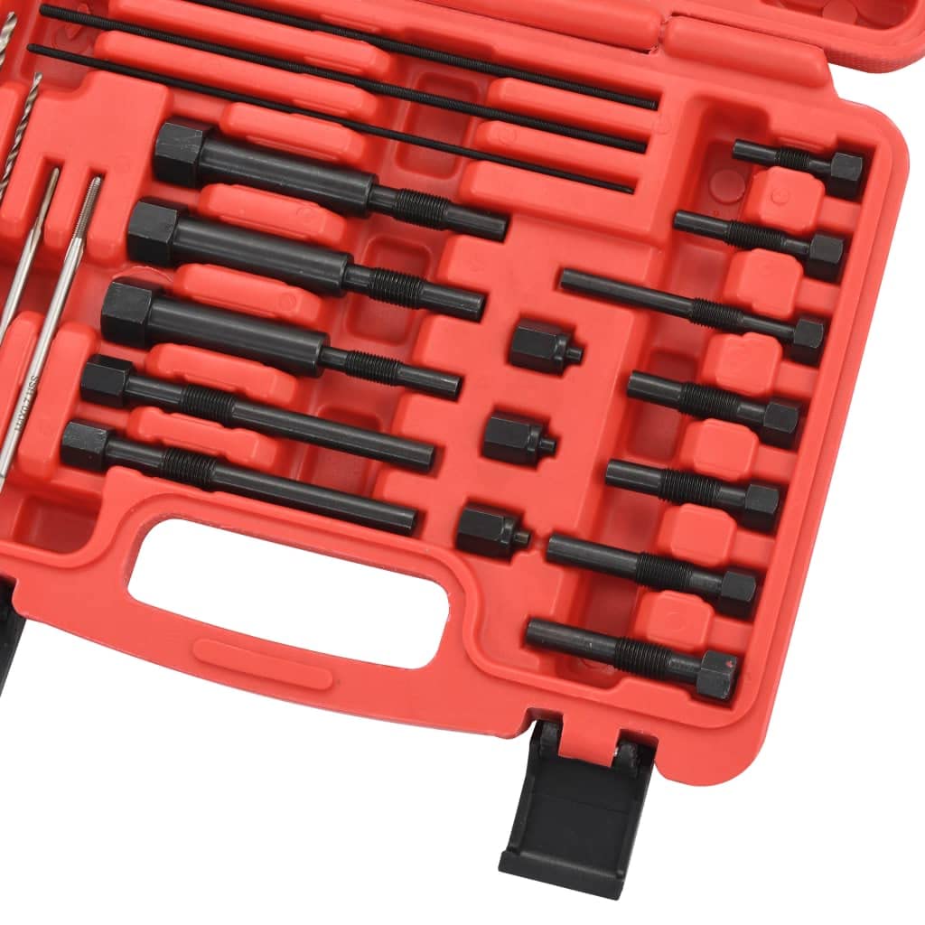 vidaXL Jeu de Bougies de Préchauffage 22 pcs Outil de Voiture Véhicule Garage Taraud Foret Hélicoïdal Tige Filetée Ecrou d'Extraction Guide de Foret 8 et 10 mm