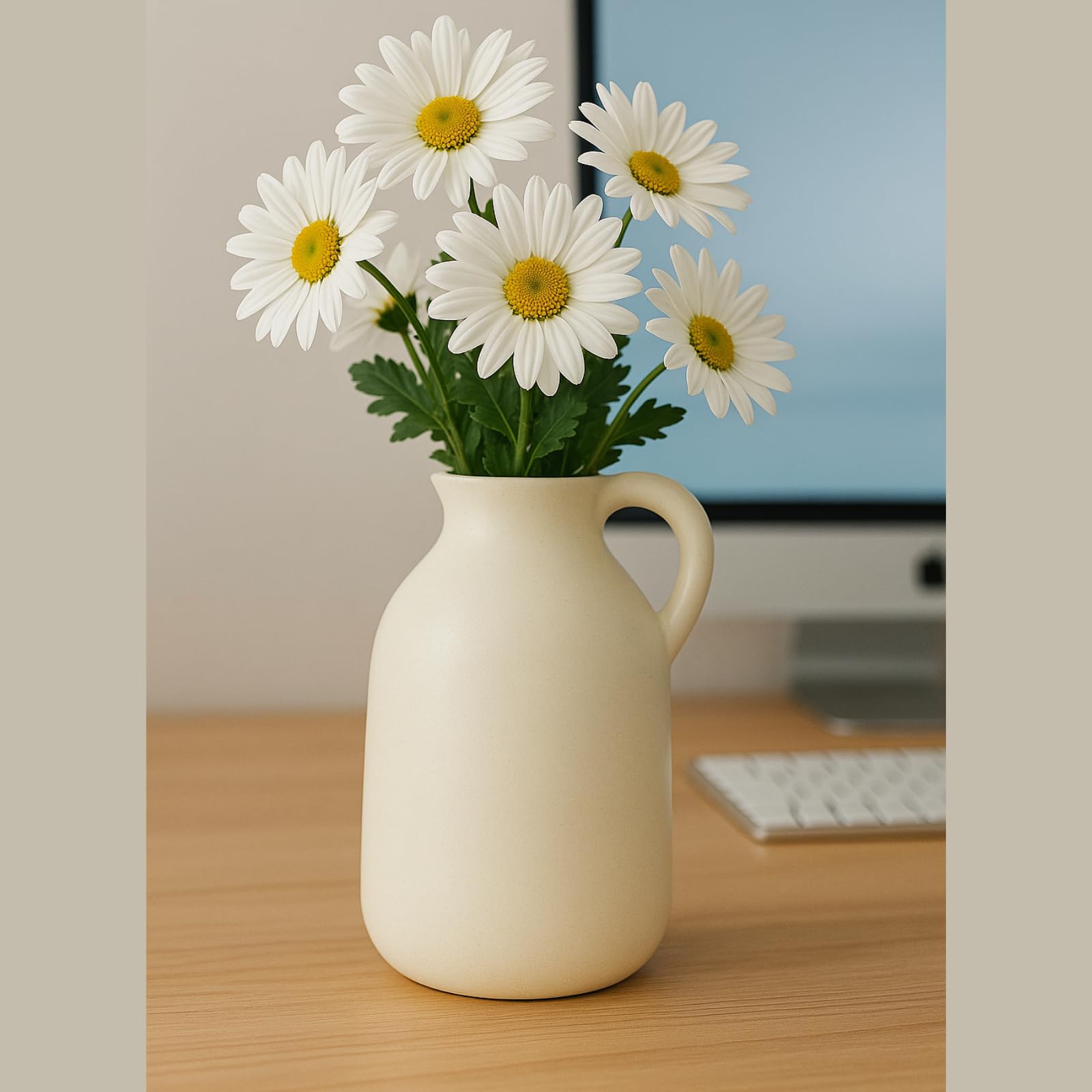 Beige Ceramic Bottle Vase | Bottle Shaped Vases for Home Decor, Modern Pampas Vases for Wedding Dinner Table Party Living Room Office Bedroom, Decorative Gift-image-46